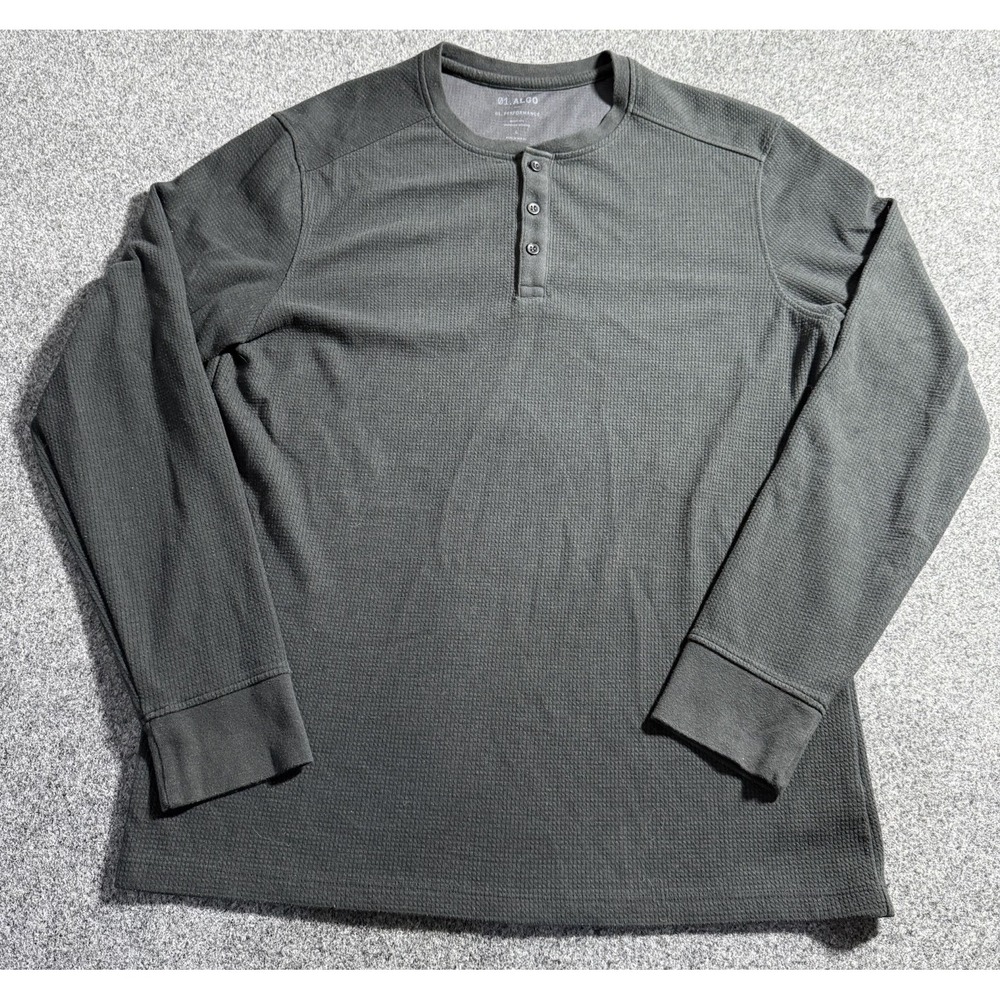 Mens 01.Algo Performance Henley size L Quick Dry Long Sleeve Thermal Shirt Black